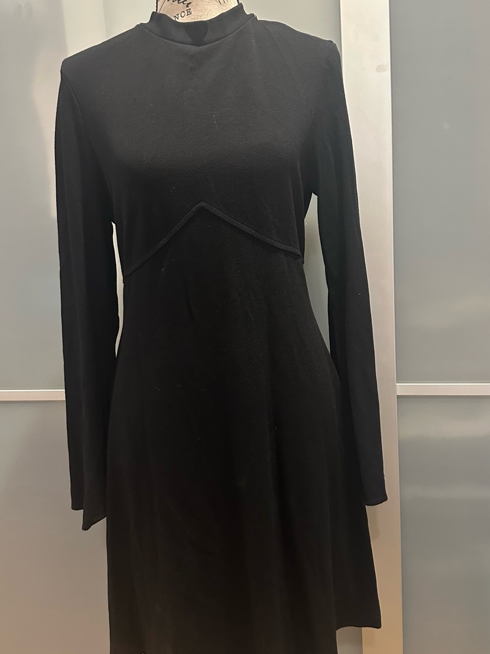 Ivanka Trump Black Long-Sleeve Fit-and-Flare Dress